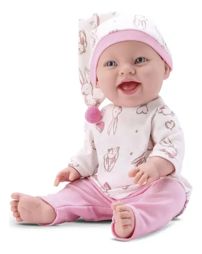 Boneca Baby Babilina Soninho Com Touca E Pijama 34cm