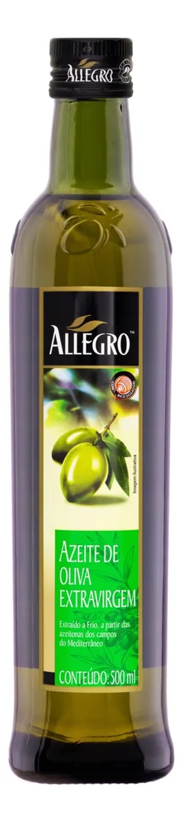 Óleo Extra Virgem De Oliva Allegro Vidro Sem Glúten 500 Ml