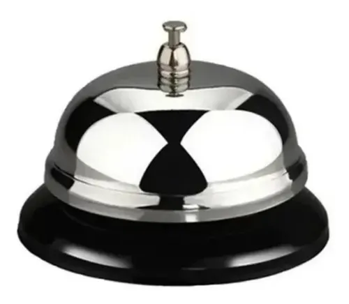 Campainha Emp Sinaleta Sino De Mesa Em Metal P Hotel Bar Cozinha Recepção Cor Prateado