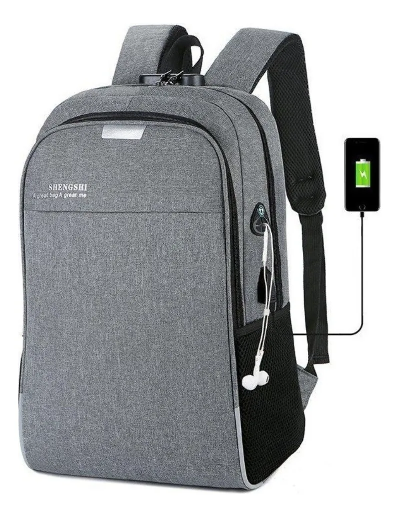 Mochila Anti Furto Notebook Saída Cabo Aux Usb E Fone Ouvido