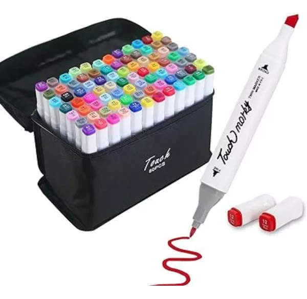 Canetinhas Coloridas Escolar Ponta Dupla Estojo Com 80 Cores Touch