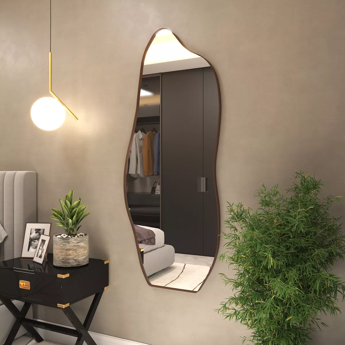Espelho Orgânico 170x70 Grande Moderno Luxo Com Moldura