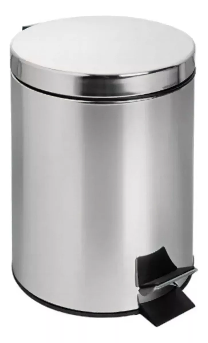 Lixeira Aço Inox 5 Litros Banheiro Cozinha Pedal C/ Tampa Cor Prateado