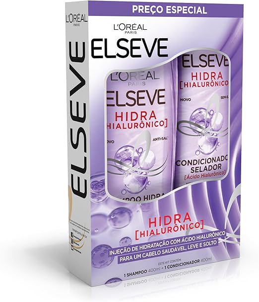 Kit L'Oréal Paris Elseve Shampoo 400ml + Condicionador 400ml Elseve Hidra Hialurônico