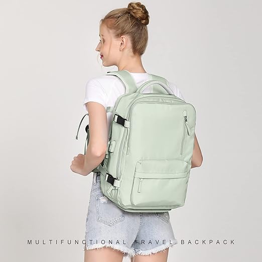 Mochila feminina de viagem grande, impermeável, escolar, bagagem de mão, para trilha, esportes, notebook, C - verde menta, Large