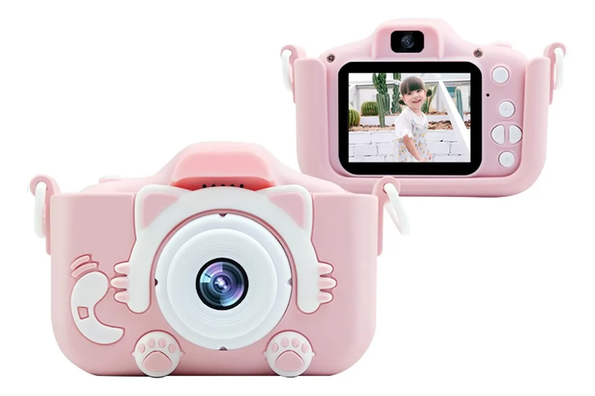 Máquina Fotográfica Digital Infantil Sd Vídeos Hd Fotos Jogo Cor Rosa