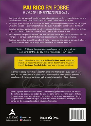 Pai Rico, Pai Pobre - Edição de 20 anos atualizada e ampliada: O que os ricos ensinam a seus filhos sobre dinheiro - Editora Alta Books
